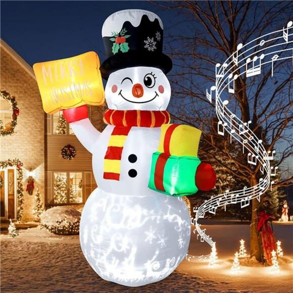 5.9FT Inflatable Snowman Christmas Decoration with LED Light and Music - Picture 5 of 6